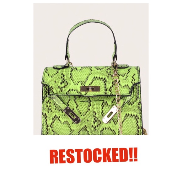 lime green snakeskin purse